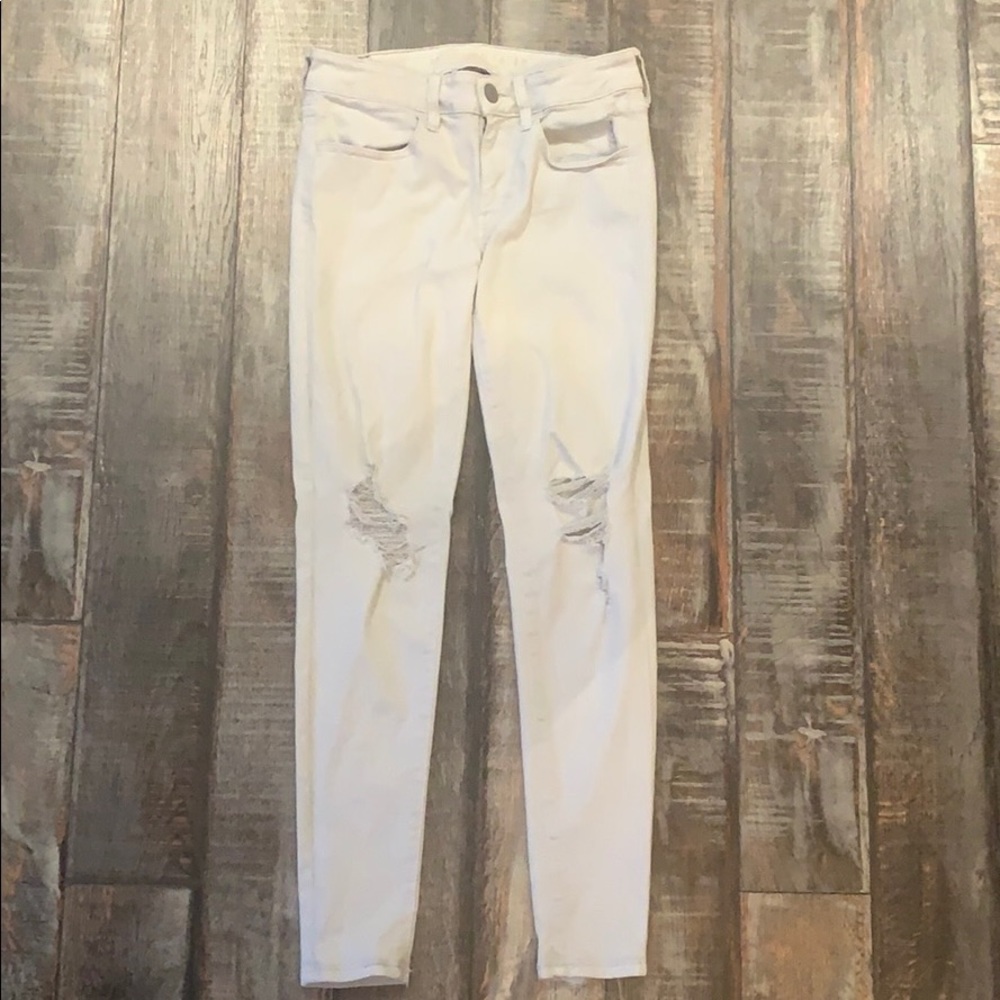 Mid rise white skinny jeans